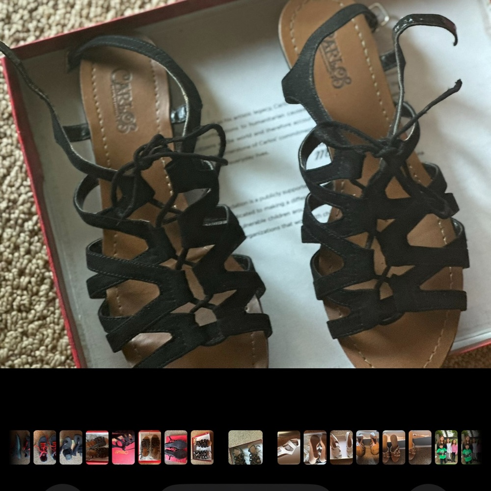 Carlos Santana Black Strappy Sandals